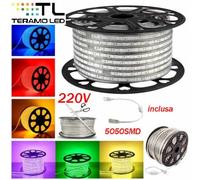 STRISCIA LED 220V SU MISURA LUCE CALDA NATURALE FREDDA RGB MULTICOLORE IP65