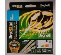STRISCIA LED 24V 14.4W/MT IP65 3000K LUCE CALDA ADESIVA MT 5 BEGHELLI 56603