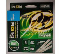 STRISCIA LED 24V 14.4W/MT IP65 6500K LUCE FREDDA ADESIVA MT 5 BEGHELLI 56605