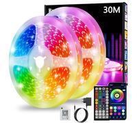 Striscia LED 2x15m, Luci LED RGB APP Bluetooth e Telecomando, LED Striscia