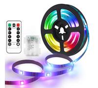 Striscia LED a Batteria,2m 8 Modalità,Funzionamento a Batteria,Dimmerabile Strisce LED con Timer a Distanza,Autoadesive Striscia Luminosa Impermeabile,Striscia Luminosa a LED Impermeabile,Nastri LED