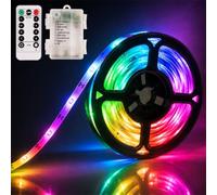 Striscia LED a Batteria,2m 8 Modalità,Funzionamento a Batteria,Dimmerabile Strisce LED con Timer a Distanza,Autoadesive Striscia Luminosa Impermeabile,Striscia Luminosa a LED Impermeabile,Nastri LED