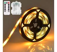 Striscia LED a Batteria,2m 8 Modalità,Funzionamento a Batteria,Dimmerabile Strisce LED con Timer a Distanza,Autoadesive Striscia Luminosa Impermeabile,Striscia Luminosa a LED Impermeabile,Nastri LED