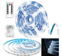 Striscia LED a Batteria,5m 8 Modalità,Funzionamento a Batteria,Dimmerabile Strisce LED con Timer a Distanza,Autoadesive Striscia Luminosa Impermeabile,Striscia Luminosa a LED Impermeabile,Nastri LED