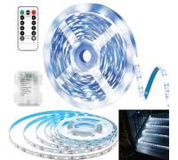 Striscia LED a Batteria,5m 8 Modalità,Funzionamento a Batteria,Dimmerabile Strisce LED con Timer a Distanza,Autoadesive Striscia Luminosa Impermeabile,Striscia Luminosa a LED Impermeabile,Nastri LED