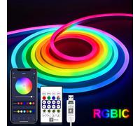 Striscia LED al neon DC5V USB RGBIC, luce al neon RGBIC 1M 2M 3M 5M con app Bluetooth e telecomando per giochi al neon fai da te Deoco
