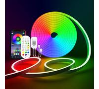 Striscia LED al neon RGB Bluetooth con spina europea 12/24V, striscia al neon RGB 1/2/3/4/5/10/15M Funziona con APP e telecomando Illuminazione al neon Deco