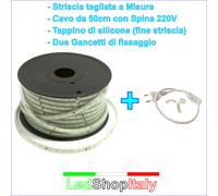 Striscia LED Bianca 220V 12W/m alta luminosità dimmerabile taglio su misura [EEK: A+]