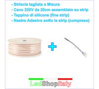 Striscia LED Bianca 220V COB 10W/m luce uniforme dimmerabile taglio su misura