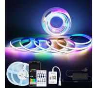Striscia LED COB 10 Metri,5760 LEDs WIFI Striscia led 24v CRI 90+ Striscia led rgbic alta luminosità Larghezza 10mm Strisce led adesive per Bar,Feste,TV e cucine,Compatibile con Alexa/Google Home