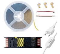 Striscia LED COB 10M 24V IP20 Kit Completo Flessibile Biadesiva 3000K 4000K 6500 [EEK: E]