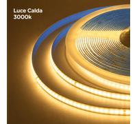 Striscia LED COB 24V 100W strip 10Mt illuminazione uniforme 3000K 4000K 6500k