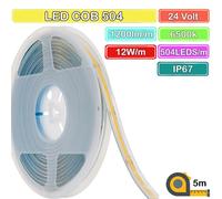 Striscia LED COB Alta Densità 504 Led/m 60W DC24V Impermeabile 5 Metri 6000lm