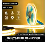 Striscia LED COB dimmerabile da 2 m, bianco caldo 24 V 3000 K, nastro flessibile largo 8 mm per la casa, la cucina, lo specchio, l'illuminazione fai da te