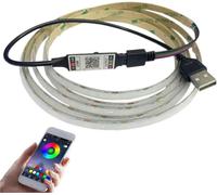 Striscia LED COB RGB USB 5V con controller Bluetooth Smart APP Controller, striscia luminosa che cambia colore con 576 LED/m per TV, camera da letto, feste, decorazione fai da te (USB 5 V