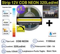 STRISCIA LED COB STRIP 12v 24v 5-10-15mt BOBINA LUCE DIMMERABILE 12Volt / 24Volt [EEK: A+]