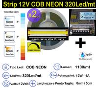 STRISCIA LED COB STRIP 12v 24v 5-10-15mt BOBINA LUCE DIMMERABILE 12Volt / 24Volt [EEK: A+]