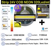 STRISCIA LED COB STRIP 12v 24v 5-10-15mt BOBINA LUCE DIMMERABILE 12Volt / 24Volt [EEK: A+]