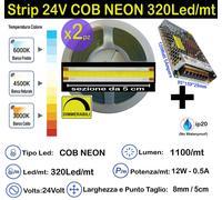 STRISCIA LED COB STRIP 12v 24v 5-10-15mt BOBINA LUCE DIMMERABILE 12Volt / 24Volt [EEK: A+]