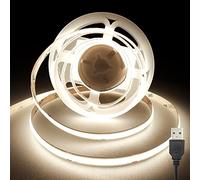 Striscia LED COB USB 2M, 5V 4000K LED Striscia con 320LEDs/M, CRI 90+, larghezza 8mm, Striscia LED COB Bianche Naturale per retroilluminazione TV, Specchio, Armadio, Scala, Decorazione Domesticass