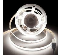 Striscia LED COB USB 2M, 5V 6000K LED Striscia con 320LEDs/M, CRI 90+, larghezza 8mm, Luci led Striscia Bianche Freddo per retroilluminazione TV, Specchio, Armadio, Scala, Decorazione Domesticass