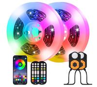 Striscia LED con sensore di movimento, 2 strisce LED RGB 3 m, con controllo app e telecomando RF 2,4 G, luce notturna con sensore di movimento, luce LED USB per letto, scale, decorazione per la casa