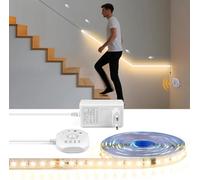 Striscia LED con sensore di movimento 5M, 24V 600 LED Strip Lights Dimmerabile con spina Striscia LED con alimentatore Autoadesiva Modalità luce continua Attivata dal movimento Modalità,3000k,5M
