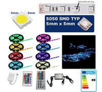 Striscia LED rosso blu verde trasformatore telecomando 1-10m RGB SMD 5050/3528