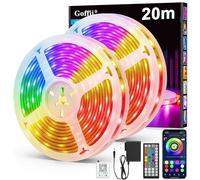 Striscia LED da 20 m, striscia LED RGB Bluetooth, autoadesiva, con telecomando e app. sincronizzazione musicale, regolazione timer, dimmerabile, striscia luminosa a LED per decorare la stanza (2 x 10