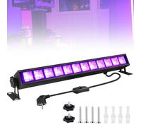 Striscia LED da 36 W, luce nera UV, 395 nm, lampada a LED nera, lampada UV con spina, faretto con 40 LED, tubo di luce UV con interruttore per feste