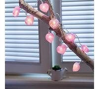 Striscia LED decorativa per San Valentino, 1,5 m, 10 luci, a forma di cuore, catena luminosa a LED, per interni ed esterni, decorazione per matrimoni, strisce a LED, luci rosa (batteria non inclusa)