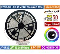 STRISCIA LED FLESSIBILE 500W SMD RGB 60 LED/METRO 24V - BOBINA DA 50 METRI
