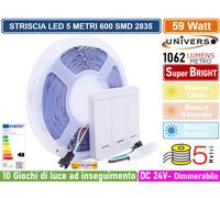 STRISCIA LED FLESSIBILE MONOCOLORE DC 24V 10 GIOCHI DI LUCE AD INSEGUIMENTO 59W