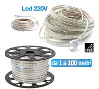 STRISCIA LED FLESSIBILE STRIP LED 5050 INTERNO ESTERNO 220V BOBINA DA 1 A 100 M