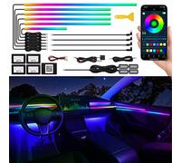 Striscia LED in materiale acrilico per interni auto, con app wireless, RGB Dreamcolor 14 in 1, kit di illuminazione in fibra ottica, circa 4,5 m, 593 LED, attivazione sonora, 16 milioni di colori