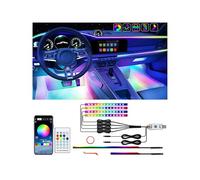 Striscia LED interna per auto con controllo tramite app,Kit di illuminazione ambientale al neon RGB 6 in 1,Striscia LED sotto il cruscotto e nel vano piedi con sincronizzazione musicale