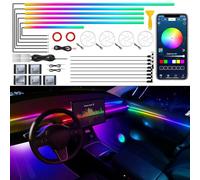 Striscia LED interna per auto in acrilico con APP wireless, RGB 22 in 1 con 1,75 metri 600 LED Kit di illuminazione ambientale a fibra ottica, striscia LED al neon dinamica con sincronizzazione