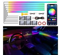 Striscia LED interna per auto in acrilico con APP wireless, RGB 6 in 1 con 175 pollici 593 LED, luci a fibra ottica per auto, kit di illuminazione ambientale dinamica con sincronizzazione musicale