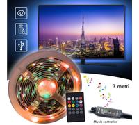Striscia LED luce RGB per retroilluminazione controller musicale TV USB 3MT IP55 [EEK: A+++]