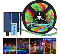 STRISCIA LED MULTICOLORE 5M CON PANNELLO RICARICA SOLARE IMPERMEABILE GIARDINO [EEK: A+++]