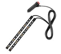 Striscia LED per auto 12 Luci interne a LED Kit luce atmosfera auto Striscia di illuminazione vano piedi per lampade decorative interne auto (accendisigari giallo)