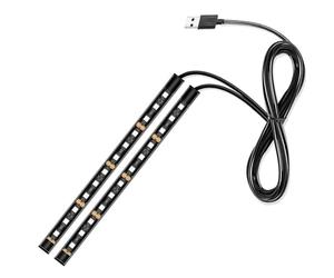 Striscia LED per Auto 12 Luci Interne Kit Luce Atmosfera Striscia di Illuminazione Vano Piedi per Lampade Decorative Interne (USB Giallo)