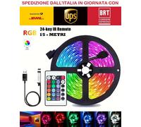 STRISCIA LED RGB 15 METRI SMD 5050 PER RETROILLUMINAZIONE+TELECOMANDO BLUETOOTH