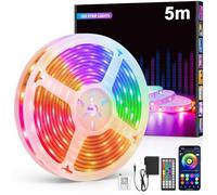 Striscia LED RGB 5M, Luci LED Bluetooth con Telecomando, Sincronizzazione Musica, 16 Milioni Colori, Timer, Adesivo per Camera da Letto, TV, Festa, Casa (Classe A)