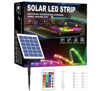 Striscia LED RGB a energia solare da 15 metri, con retro autoadesivo con funzione di accensione/spegnimento automatico, fornita con telecomando e timer, ideale per scopi decorativi