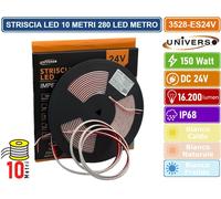 GASIASHOP SRL UNIVERSO 3528-ES24V STRISCIA LED SMD 2025 M0NOCOLORE 280 LED/METRO DC 24V SUBACQUEA IP68 BOBINA 10 METRI (Bianco Freddo)
