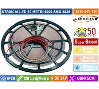 STRISCIA LED SMD 2835 BOBINA 50 METRI 12W/M 24V MONOCOLORE 120 LED/M 53000 LUMEN