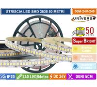 STRISCIA LED SMD 2835 BOBINA DA 50 METRI 12.6W/M 24V MONOCOLORE 240 LED/M IP20 [EEK: A+]
