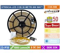 STRISCIA LED SMD COB BOBINA DA 50 METRI 12W/M 24V MONOCOLORE 600W 54000 LM IP20 [EEK: A+]