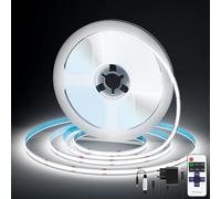 Striscia LED Striscia LED COB 5m, Banda LED 6500K Bianco Dimmerabile con Telecomando, Striscia Luminosa LED Autoadesiva 24V, 36W Illuminazione TV LED Molto Luminosa per Cucina, Soggiorno, Scale
